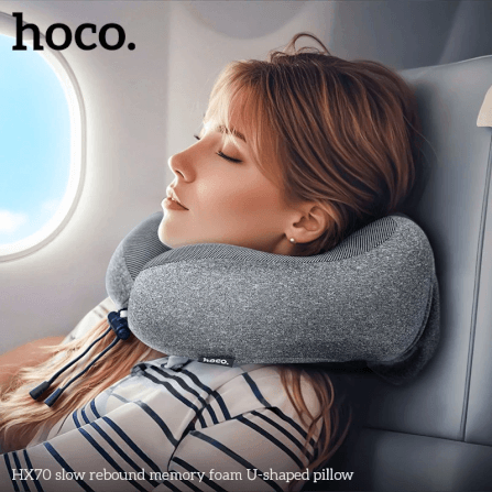 หมอนรองคอ HOCO HX70 เมมโมรี่โฟม ทรงตัว U รองรับต้นคอ 360° พับเก็บได้ พร้อมถุงสำหรับพกพา_7
